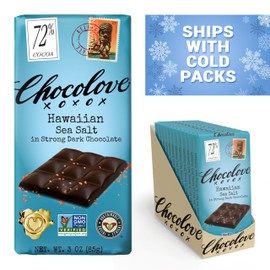 Chocolove Hawaiian Sea Salt Dark Chocolate Bars | 72% Cocoa | Rich and Intense Flavor | Made with Premium Belgium Chocolate | Non-GMO & Gluten-Free, 3.2 oz Bar (12 Pack)