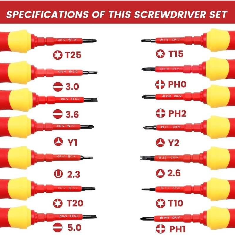 Usluole14 in 1 Insulated Screwdriver Set, Magnetic Screwdriver Tool Kit