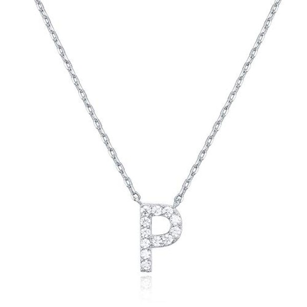 PAVOI 14K White Gold Plated Cubic Zirconia Initial Necklace |