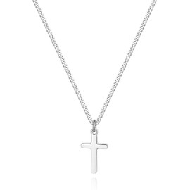 Joxevyia - Collar de cruz para colgante de cruz pequeña de acero inoxidable con relleno de oro de 14 quilates con cadena cubana, joyería de fe simple, regalo de Navidad para hombres y mujeres, 16-24