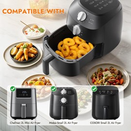GINOYA Air Fryer Liner für Chefman 2L Mini Air Fritteuse, 2 Stück Silikon Zubehör für Cosori / Midea Small/Tower T17025 Vortx Compact 2L/1.5L