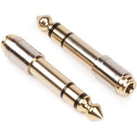 PASOW 1/4'' Male to 1/8'' Female Stereo Headphone Adapter 6.35mm to 3.5mm Audio Adapter Pure Copper for Headphone, Amplifier, Guitar, 2 Pack