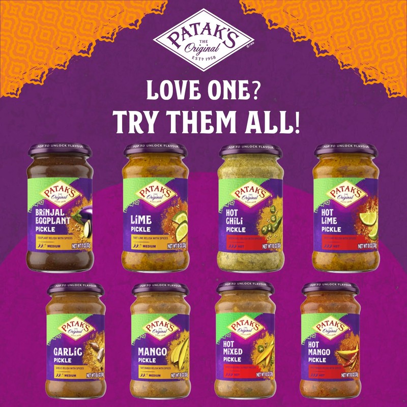 Patak’s Hot Mango Pickle - Authentic Indian Relish w/Mango Chunks,