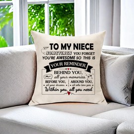 To My Niece Gifts Sometime You Forget You Are Awesome Niece Cushuion Cover Throw Pillow Cover Niece Decoration Inspirational Gifts for Her Niece Christmas Birthday Gifts (Niece)