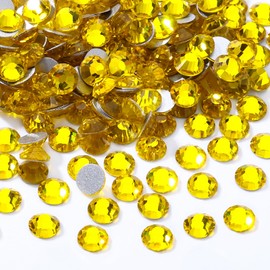 Meibite Yellow Flatback Rhinestones, Glass Rhinestones for Nail Art and Craft, Glue Fix, Loose Crystal Gemstones(Yellow, SS30, 576pcs, 6.4-6.6mm)