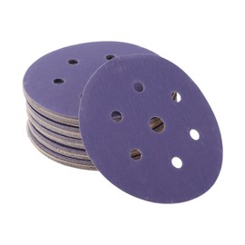 HEROFFIX 50 Pcs Car Wood Sanding Discs Smoothing Hook & Loop Sandpaper for Woodworking, Automotive Refinishing 5.91" 7 Hole 220 Grit Purple Ceramic Abrasive