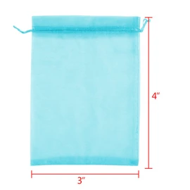 Boshen 100/200PCS Organza Gift Candy Sheer Bags Mesh Jewelry Pouches Drawstring Bulk for Wedding Party Favors Christmas (3" X 4"(100PCS), Teal Blue)
