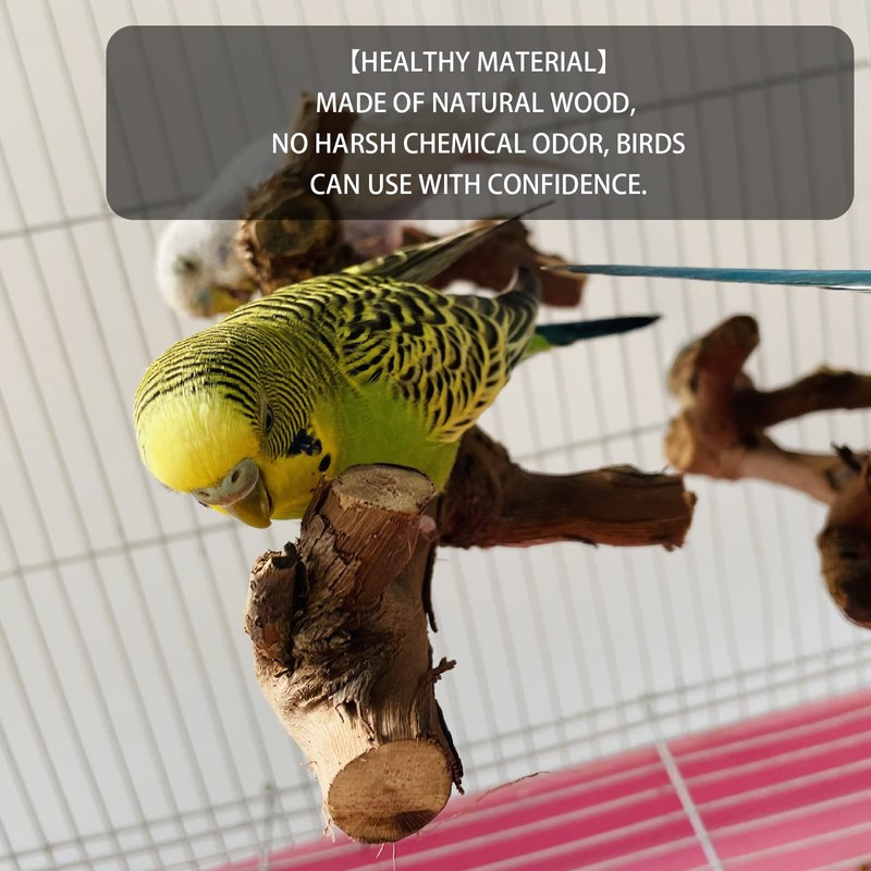 5PCS Bird Perch Stand Natural Wooden Parrot Stand Branch,3 Grape