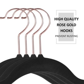 VECELO Premium Velvet Clothes Hangers Suit Heavy Duty (50 Pack)-Non Slip & Space-Saving with 6 Finger Clips & Tie Rack Excellent for Men and Women,Dark Black