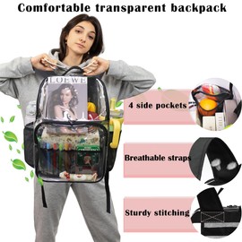 GiMiUiTo Clear Backpack,See Through Backpack School Approved Heavy Duty Clear Backpack Transparent Bookbag for College Work Travel Security,Coffee