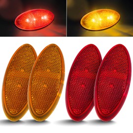 Command Electronics OEM 12V LED RV & Trailer Oval Clearance Light with Built-in Reflex – Made in USA – Surface Mount – Amber & Red – 4-Pack