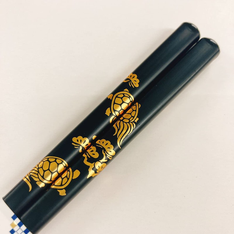 Chopsticks, Algae Turtle, Black, Dishwasher Safe, Design with Paulownia Box,
