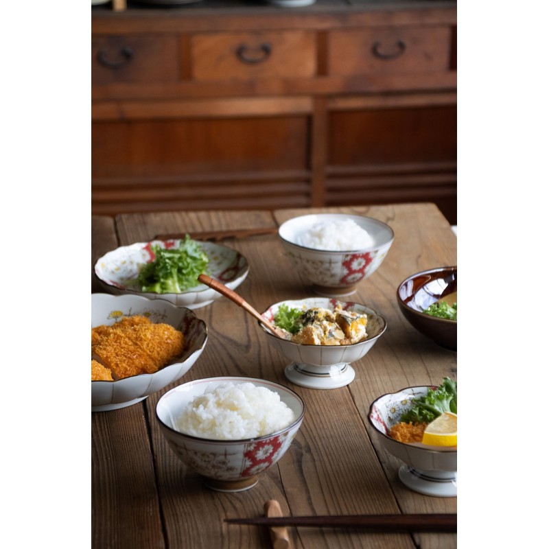 Awasaka JP88-G01 Japanese Tableware, Japonica Chrysanthemum Flower Rice Bowl, Diameter