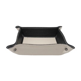 FrasiBags Desk Organizer Tray in Genuine Leather Made in Italy, Empty Pockets Tray for Objects in Square Leather (Beige)