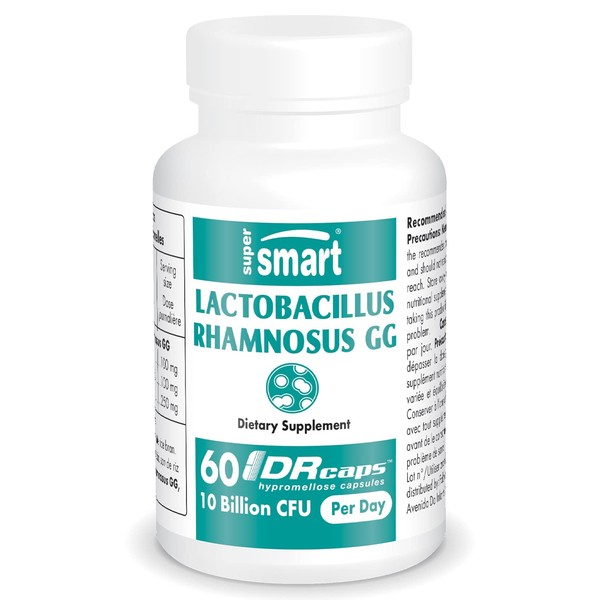 Supersmart - Lactobacillus Rhamnosus GG 10 Billion CFU per Day (LGG Probiotic with Inulin) - Digestive & Immune Support - Vaginal Flora Health | Non-GMO & Gluten Free - 60 DR Capsules