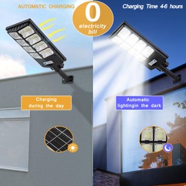 Viruhaka Solar Outdoor Lights,448LEDs Street Lights with 20000LM Hight Brightness, IP66 Waterproof Security Flood Light, Dusk to Dawn Solar Street Lights,for Exterior Wall, Patio, Yard, Deck, Garden