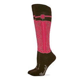 Wrangler Ladies Wild West Boot Socks 1 Pair, Brown, W 7.5-9.5 / M 6-8