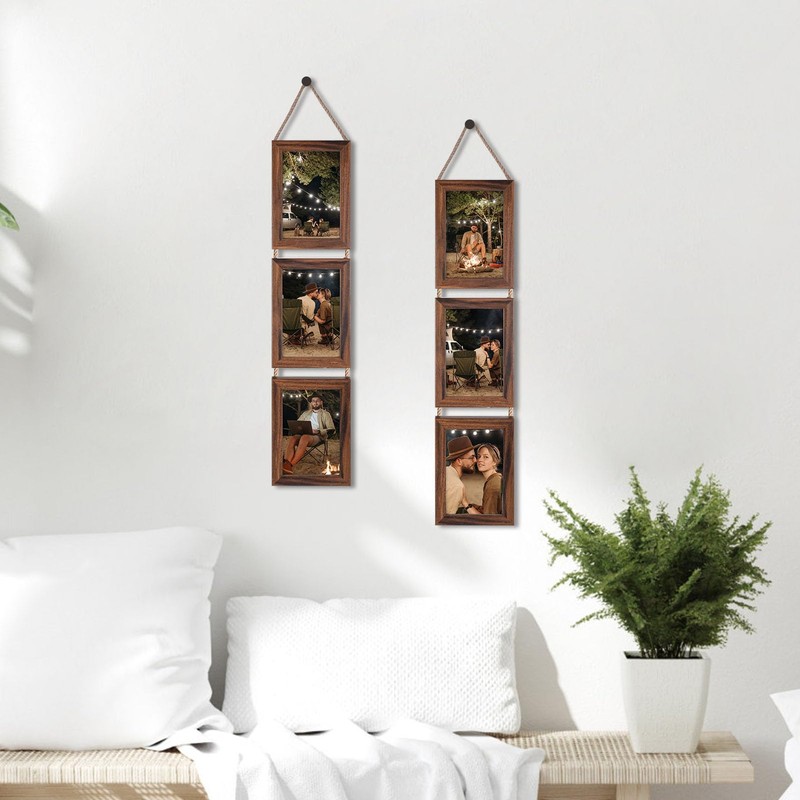 QUTREY 4x6 Picture Frames Collage, 6 Openings Wall Hanging Photo