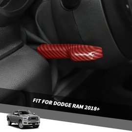Jimen Fit for Dodge Ram 2018-2024, Steering Wheel Height Adjustment Lever Trim Cover (Red Carbon Fiber)