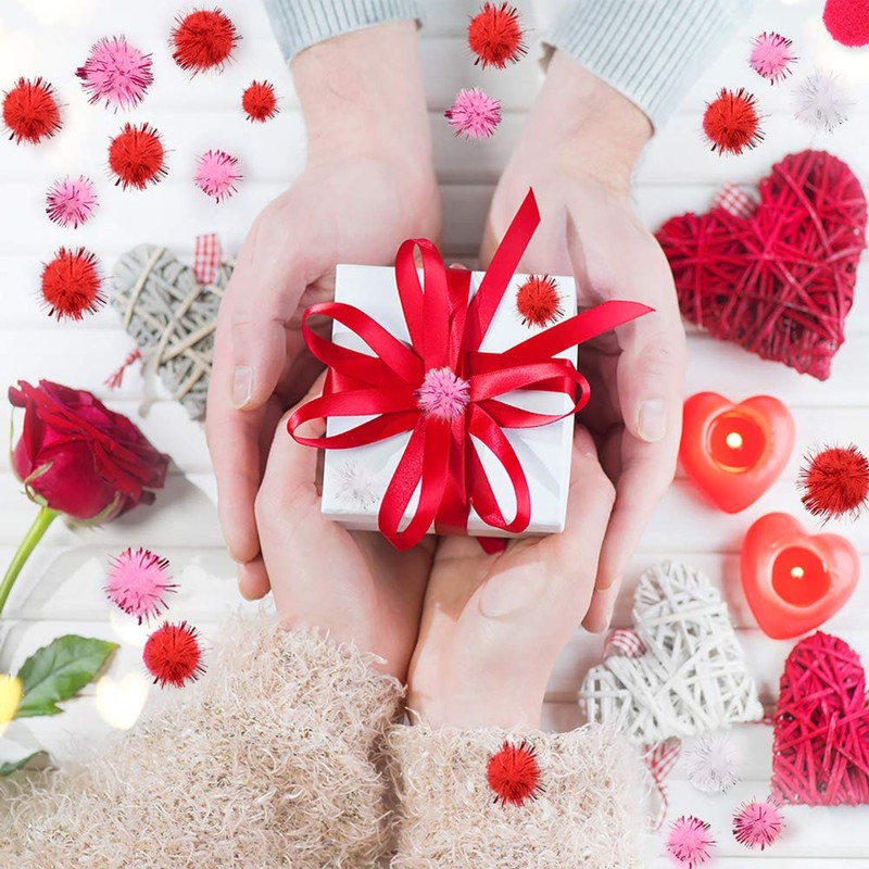 Caydo 650 Pieces Red Pom Poms, Small Craft Pompoms for