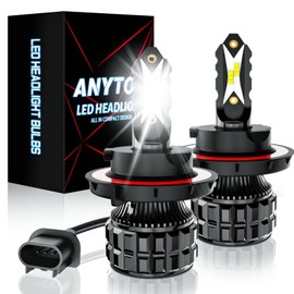 ANYTOP H13 9008 Led Bombillas para Delanteros Faros,160W 20000LM 6500K 500% Brillo Focos Kits de Conversión,Luz Alta Y Baja,Luces Antiniebla 2 Unidades