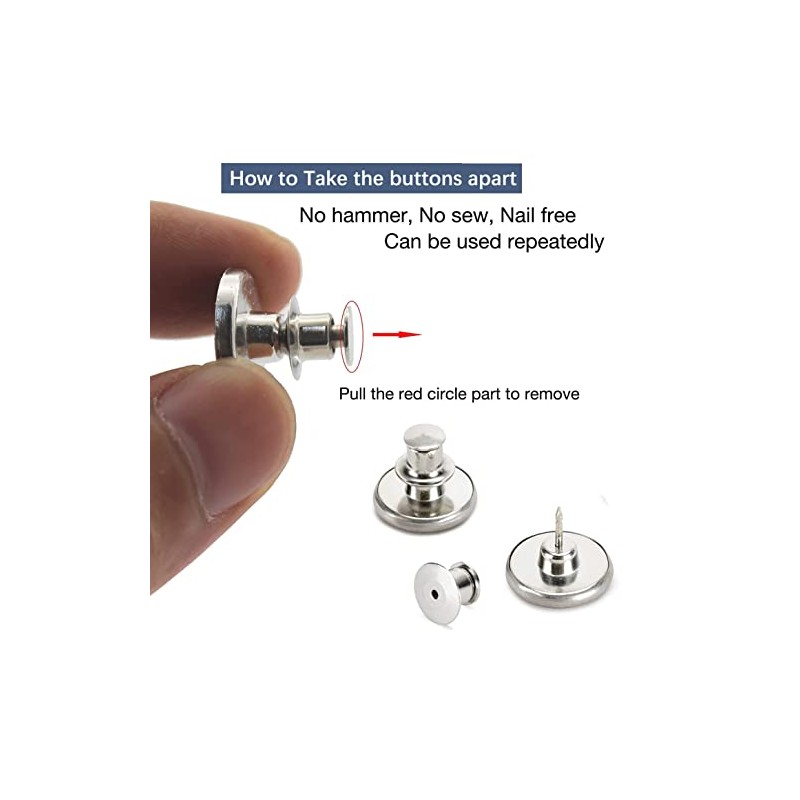 8 Sets of 17 mm Pants Button Jean Buttons Pins