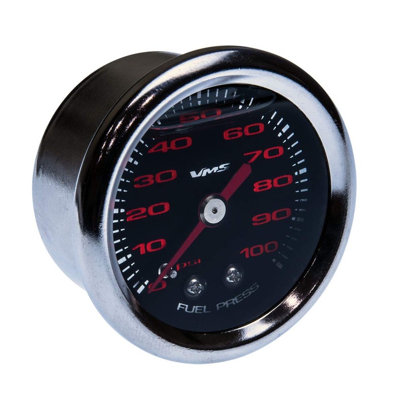 VMS RACING 0-100 PSI Liquid Filled Fuel Pressure Gauge with
