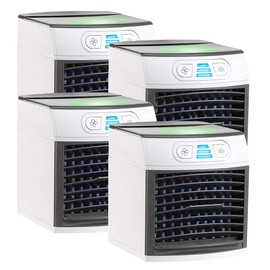 Sichler Haushaltsgeräte Kühlwürfel: 4er-Set 2in1-Tisch-Luftkühler und -Luftbefeuchter LW-110 (Camping Luftkühler, Luftkühler mit Lichteffekt, Sprühventilator)