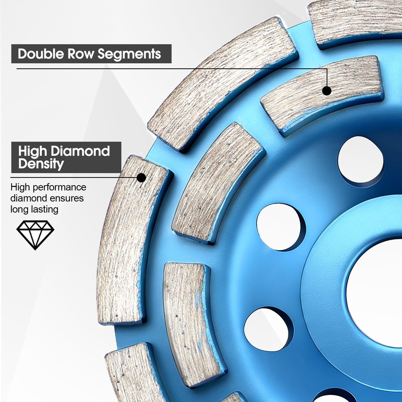 4-1/2 Inch Diamond Concrete Grinding Wheel, Double Row Heavy Duty
