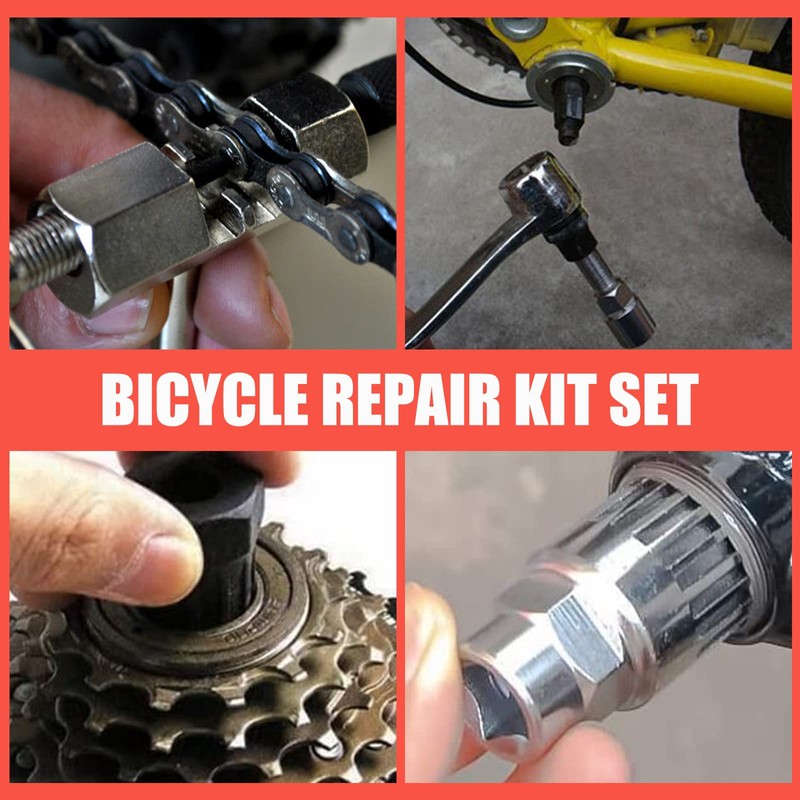 Chain Whip and Puller Set Bicycle Tool: 9 Pieces Bicycle