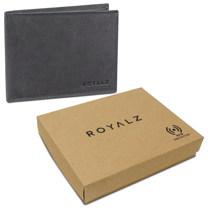 ROYALZ 'Detroit' Men's Leather RFID Protection Wallet Compact Wallet Landscape
