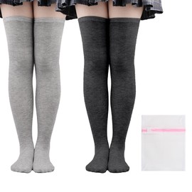 Scettar 2 Pairs Long Thigh High Socks Womens, Extra Long Socks, Thigh High Cotton Ssocks, Over Knee Thigh Socks, Long Thigh High Stocking, Leg Warmer Daily Wear Cosplay