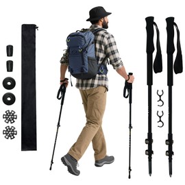 Hiking Poles 2 Pack - Lightweight Carbon Fiber Trekking Poles, Adjustable & Foldable for Snowshoeing & Backpacking, EVA Sweat-Absorbent Non-Slip Grips, Portable Hiking Gear for Outdoor Treks