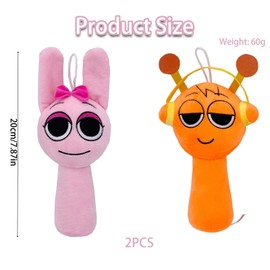 Sprunki 2-Pcs Plush Toys - Soft Orange & Pink Stuffed Animals, 20cm Adorable Ollie Plushies from Rhythm Box, Set for Kids & Collectors