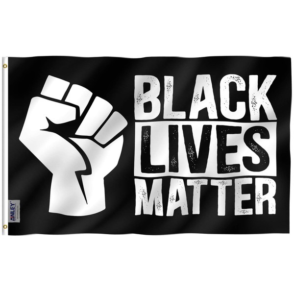 Anley Fly Breeze 3x5 Feet Black Lives Matter Fist Flag - Vivid Color and Fade Proof - Canvas Header and Double Stitched - BLM Flags Polyester with Brass Grommets 3 X 5 Ft