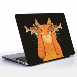 Goodsprout Computer Case for MacBook Air 15 Inch Cat with Covered Face Colorful Pattern Black Release 2023 Model A2941/A3241 Hard Shell Case Compatible with MacBook Air 15 Inch