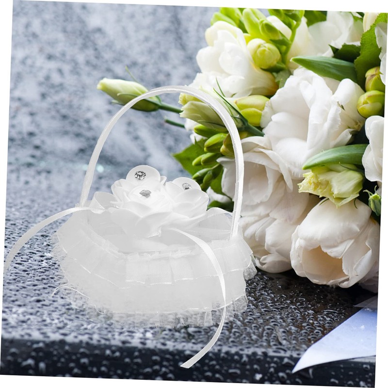 CAXUSD Heart-Shaped Lace Ring Pillow Box Wedding Ring Holder Versatile
