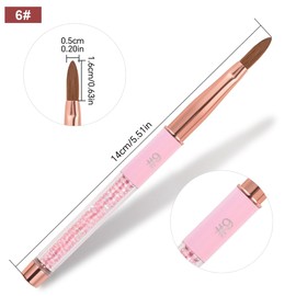 siyuwuro Kolinsky Hair Acrylic Nail Brush Oval Shaped Nail Art Brushes for Acrylic Application Pink Bead Handle Professional Salon Acrylic Nail Brush (Size 6)