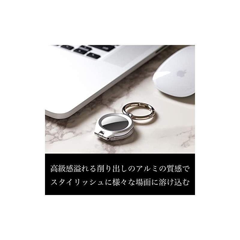 NATURAL design AirTag Case Key Ring ALUMINUM BUMPER (JET BLACK)