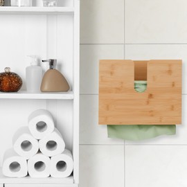 Relaxdays Paper Towel Dispenser for H2 Paper Hand Towels H x W x D 20 x 27 x 13 cm, Paper Towel Holder Wall Mounted, Bamboo, Natural