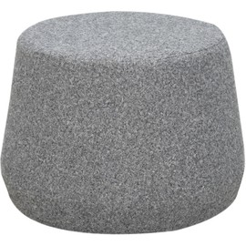 LifeStyle Solutions 24” Waverly Ottoman Round Soft Sherpa Bench, Stationary Ottomans, Backless Chair, Footrest for Living Room, Footstool Office, Bedroom, Padded Seat, Marled Gray