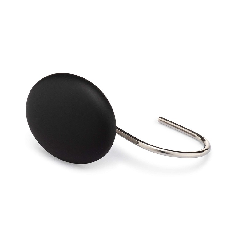Essentra Home Matte Black 12-Piece Shower Curtain Hooks Set -