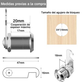 Cerraduras de Seguridad 5 Piezas Cerradura para Vitrina Cajón Escritorio Armario Gabinete con Llave, Cajones de Muebles Cerradura de Archivador