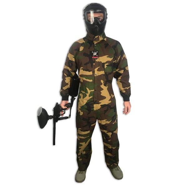 Maddog Tactical Paintball Rip Stop Coverall Jumpsuit - Woodland Camo - Small