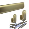 60" Satin Brass Oval Closet Rod with Screw-On End Supports