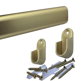 60" Satin Brass Oval Closet Rod with Screw-On End Supports | 2 Pack