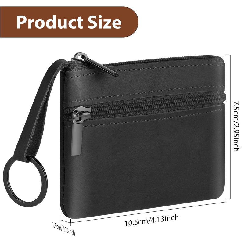 Amaxiu Genuine Leather Mini Coin Purse, black, Classic