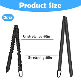 YJSDDNTY 2 Stück Kajak Paddel Leine Sicherungsleine,mit Karabinerhaken,Elastisches Sicherheitsseil 1m,Geeignet für Outdoor-Kajaks, Einzelboote, Angeln usw.-（schwarz）