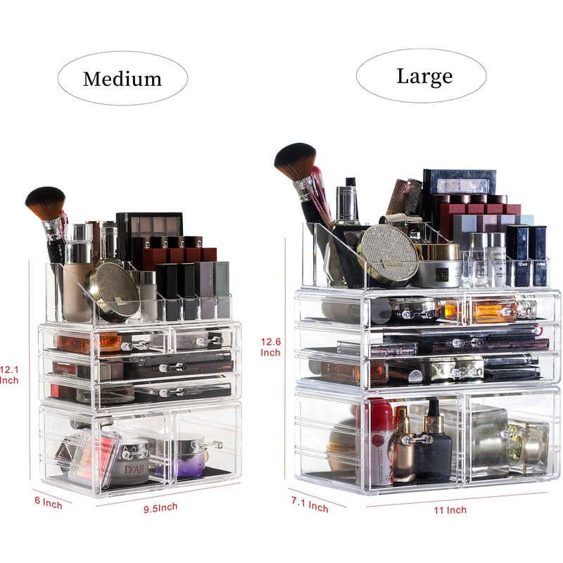 Cq acrylic 3 Pack Clear Makeup Storage Organizer,Stackable 6 Drawers
