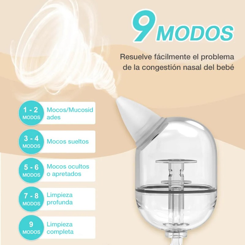 Aspirador Nasal Para Bebé Seguro Eléctrico Limpiador Con Luz Nocturna
